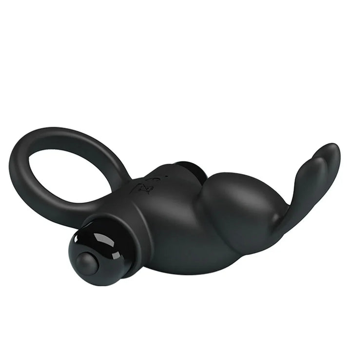 Party Up Larry cock ring in Black seen from above, ring flat and ears pointing right
