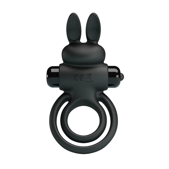 Party Up Lawrence in Black upright, rabbit ears above the twin cock and ball rings