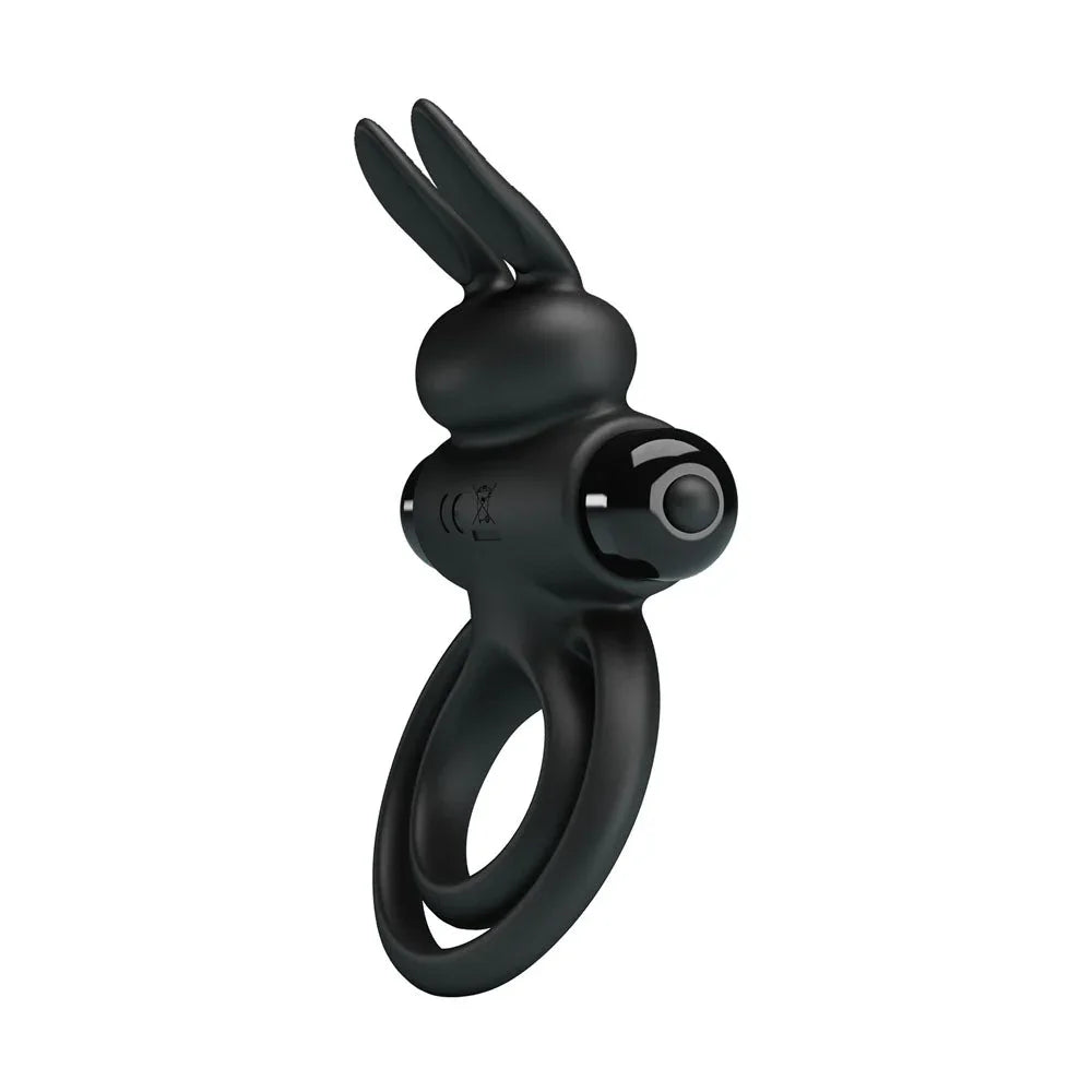 Party Up Lawrence in Black in side profile, both rings hanging below the ears