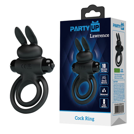 Buy Party Up LAWRENCE Vibrating Cock Ring - Black Vibrating Cock & Balls Ring – Naughtyhut NZ sex toys online. Discreet delivery & top brands.