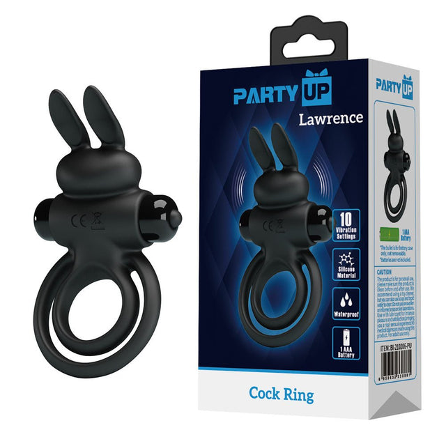 Buy Party Up LAWRENCE Vibrating Cock Ring - Black Vibrating Cock & Balls Ring – Naughtyhut NZ sex toys online. Discreet delivery & top brands.