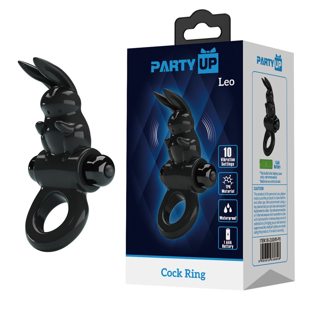Buy Party Up LEO Vibrating Cock Ring - Black Vibrating Cock Ring – Naughtyhut NZ sex toys online. Discreet delivery & top brands.