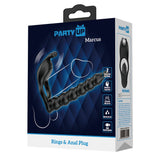Buy Party Up MARCUS Ring & Anal Plug - Black USB Rechargeable Vibrating Cock Ring with Double Penetrator – Naughtyhut NZ sex toys online. Discreet delivery & top brands.