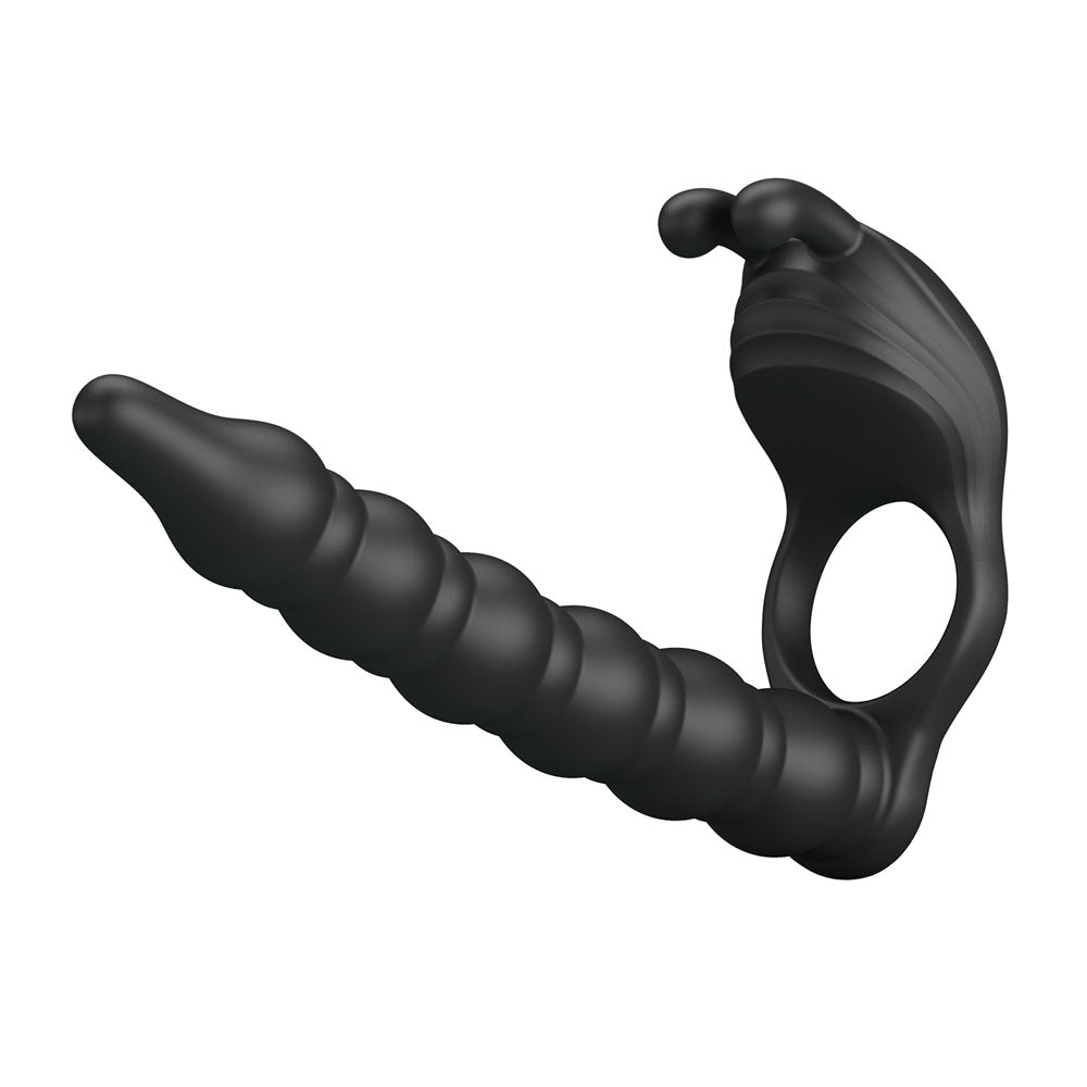 Buy Party Up MARCUS Ring & Anal Plug - Black USB Rechargeable Vibrating Cock Ring with Double Penetrator – Naughtyhut NZ sex toys online. Discreet delivery & top brands.