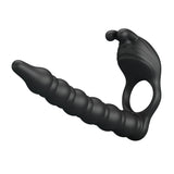 Buy Party Up MARCUS Ring & Anal Plug - Black USB Rechargeable Vibrating Cock Ring with Double Penetrator – Naughtyhut NZ sex toys online. Discreet delivery & top brands.