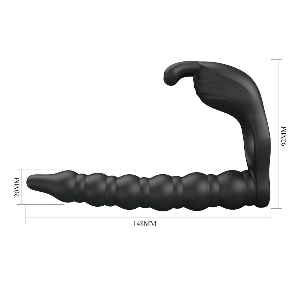 Buy Party Up MARCUS Ring & Anal Plug - Black USB Rechargeable Vibrating Cock Ring with Double Penetrator – Naughtyhut NZ sex toys online. Discreet delivery & top brands.