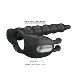 Buy Party Up MARCUS Ring & Anal Plug - Black USB Rechargeable Vibrating Cock Ring with Double Penetrator – Naughtyhut NZ sex toys online. Discreet delivery & top brands.