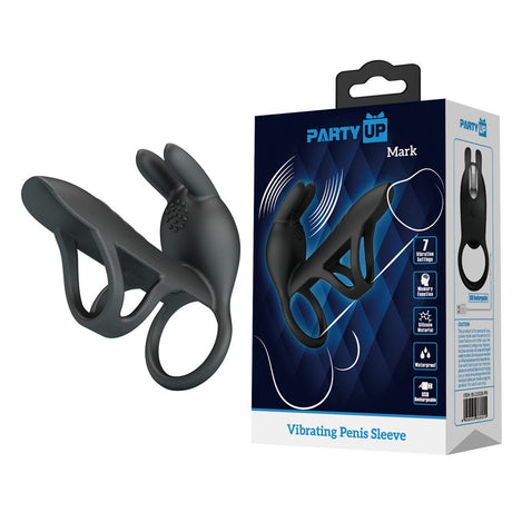 Buy Party Up MARK Vibrating Penis Sleeve - Black USB Rechargeable Vibrating Cock Sleeve – Naughtyhut NZ sex toys online. Discreet delivery & top brands.