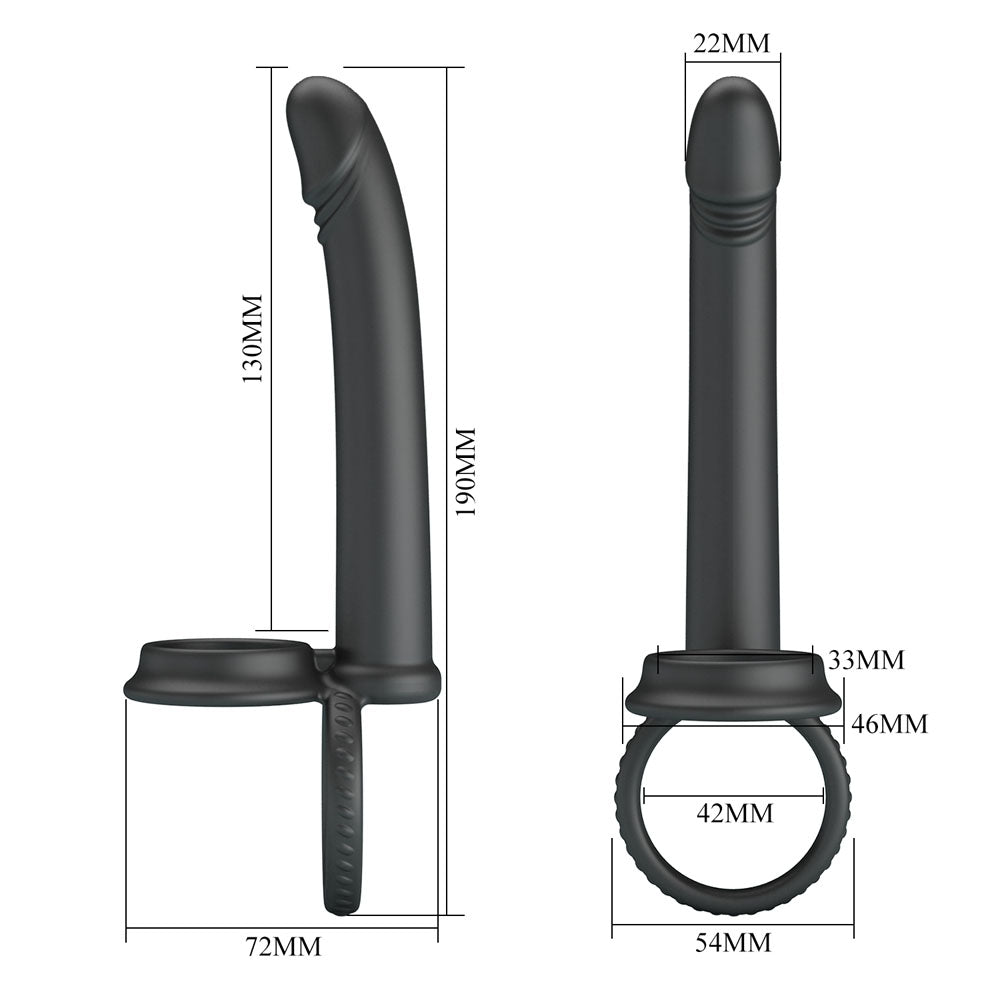 Party Up MARTIN Double Penetrator - Black Cock & Ball Rings with Double Penetrator – Sex toys NZ by Naughtyhut. Discreet delivery nationwide.