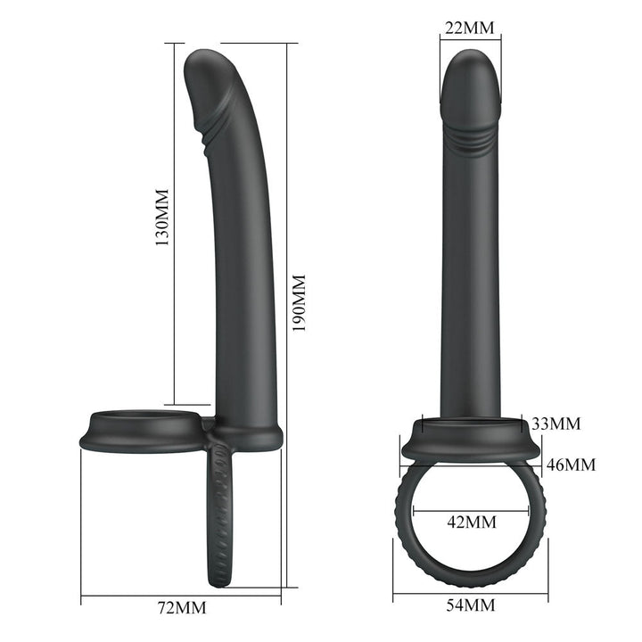 Party Up MARTIN Double Penetrator - Black Cock & Ball Rings with Double Penetrator – Sex toys NZ by Naughtyhut. Discreet delivery nationwide.
