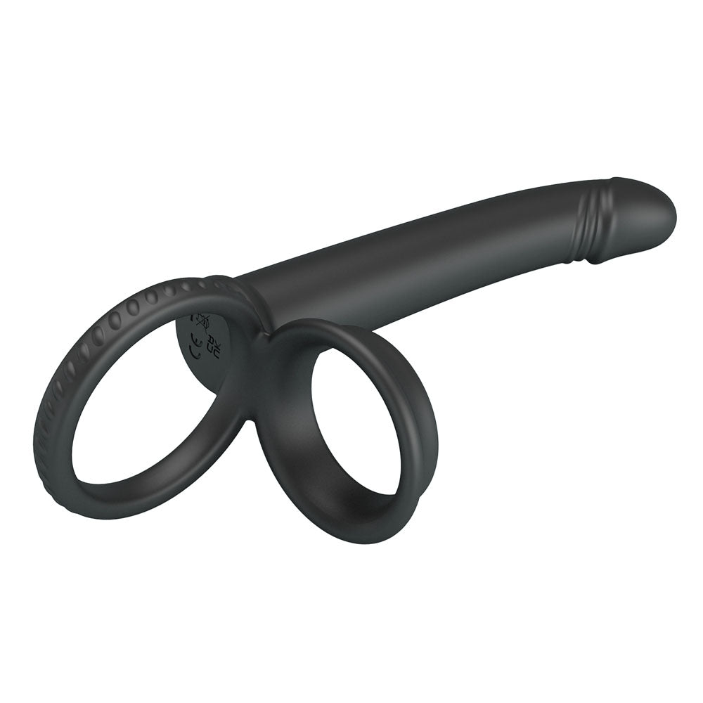 Party Up MARTIN Double Penetrator - Black Cock & Ball Rings with Double Penetrator – Sex toys NZ by Naughtyhut. Discreet delivery nationwide.