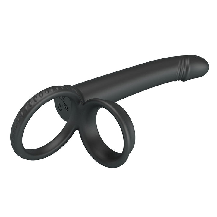 Party Up MARTIN Double Penetrator - Black Cock & Ball Rings with Double Penetrator – Sex toys NZ by Naughtyhut. Discreet delivery nationwide.