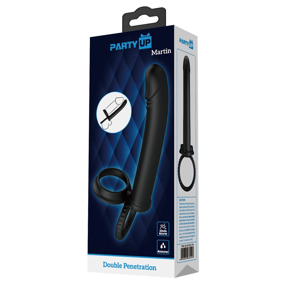 Buy Party Up MARTIN Double Penetrator - Black Cock & Ball Rings with Double Penetrator – Naughtyhut NZ sex toys online. Discreet delivery & top brands.