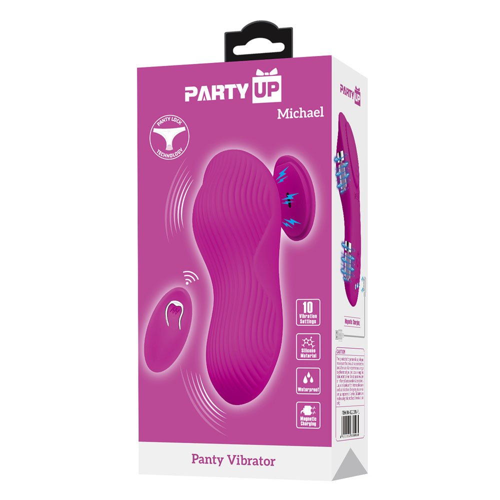 Buy Party Up MICHAEL Panty Vibe - Pink - Pink USB Rechargeable Panty Vibrator with Wireless Remote Control – Naughtyhut NZ sex toys online. Discreet delivery & top brands.