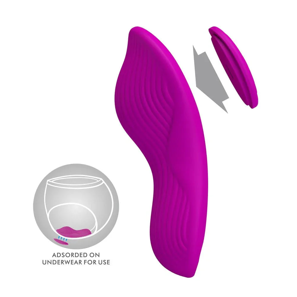 Party Up Michael panty vibe with a diagram showing it clipped onto underwear