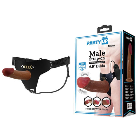 Buy Party Up NELSON Vibrating Strap - On - Brown 17.5 cm Vibrating Hollow Strap - On – Naughtyhut NZ sex toys online. Discreet delivery & top brands.