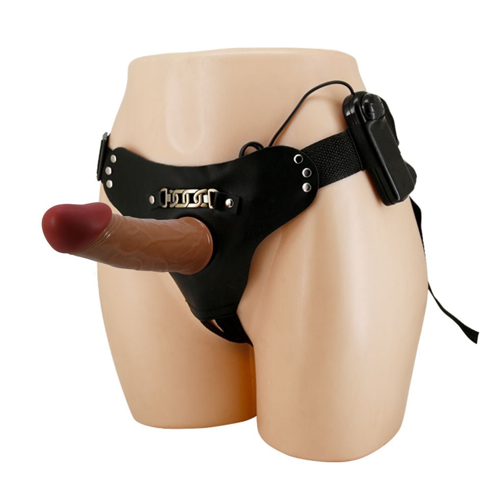 Party Up NELSON Vibrating Strap - On - Brown 17.5 cm Vibrating Hollow Strap - On – Sex toys NZ by Naughtyhut. Discreet delivery nationwide.