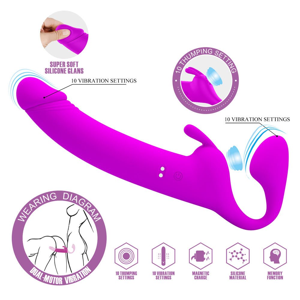 Buy Party Up OLIVER Strapless Strap - On - Purple 28.3 cm USB Rechargeable Strapless Strap - On – Naughtyhut NZ sex toys online. Discreet delivery & top brands.