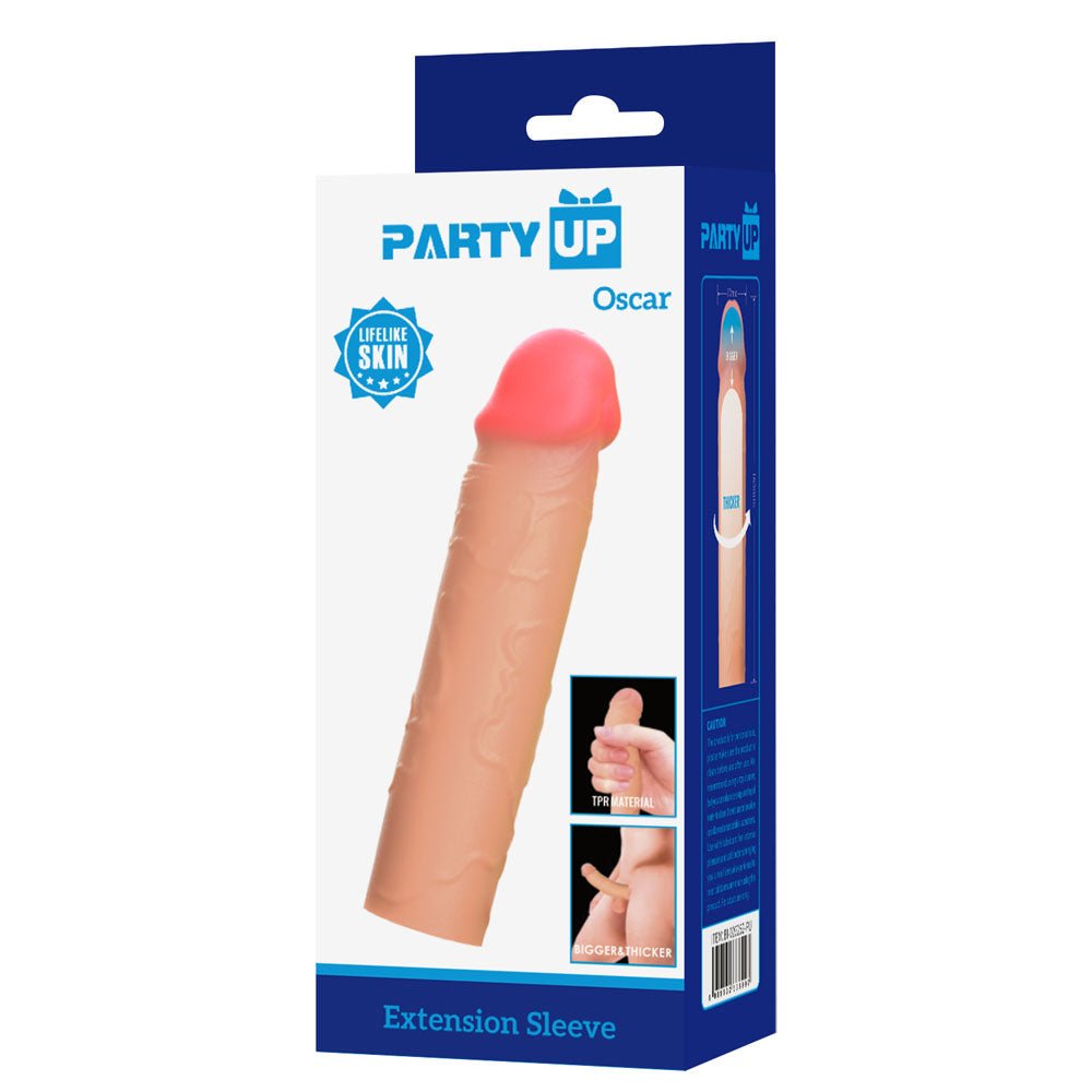 Buy Party Up OSCAR 1 Inch Extender Sleeve - Flesh 1 Inch Penis Extender Sleeve – Naughtyhut NZ sex toys online. Discreet delivery & top brands.