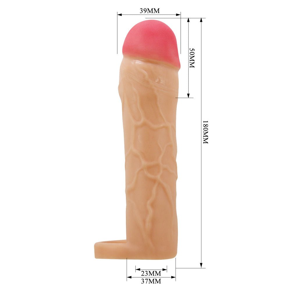 Buy Party Up PATRICK 2 Inch Extender Sleeve - Flesh 2 Inch Penis Extender Sleeve with Ball Strap – Naughtyhut NZ sex toys online. Discreet delivery & top brands.