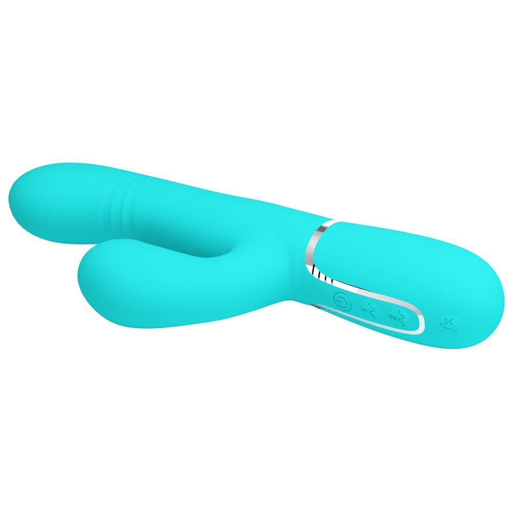 Buy Party Up PAUL Rolling Beads Vibrator - Teal - Teal 22.6 cm USB Rechargeable Thrusting Rabbit Vibrator – Naughtyhut NZ sex toys online. Discreet delivery & top brands.