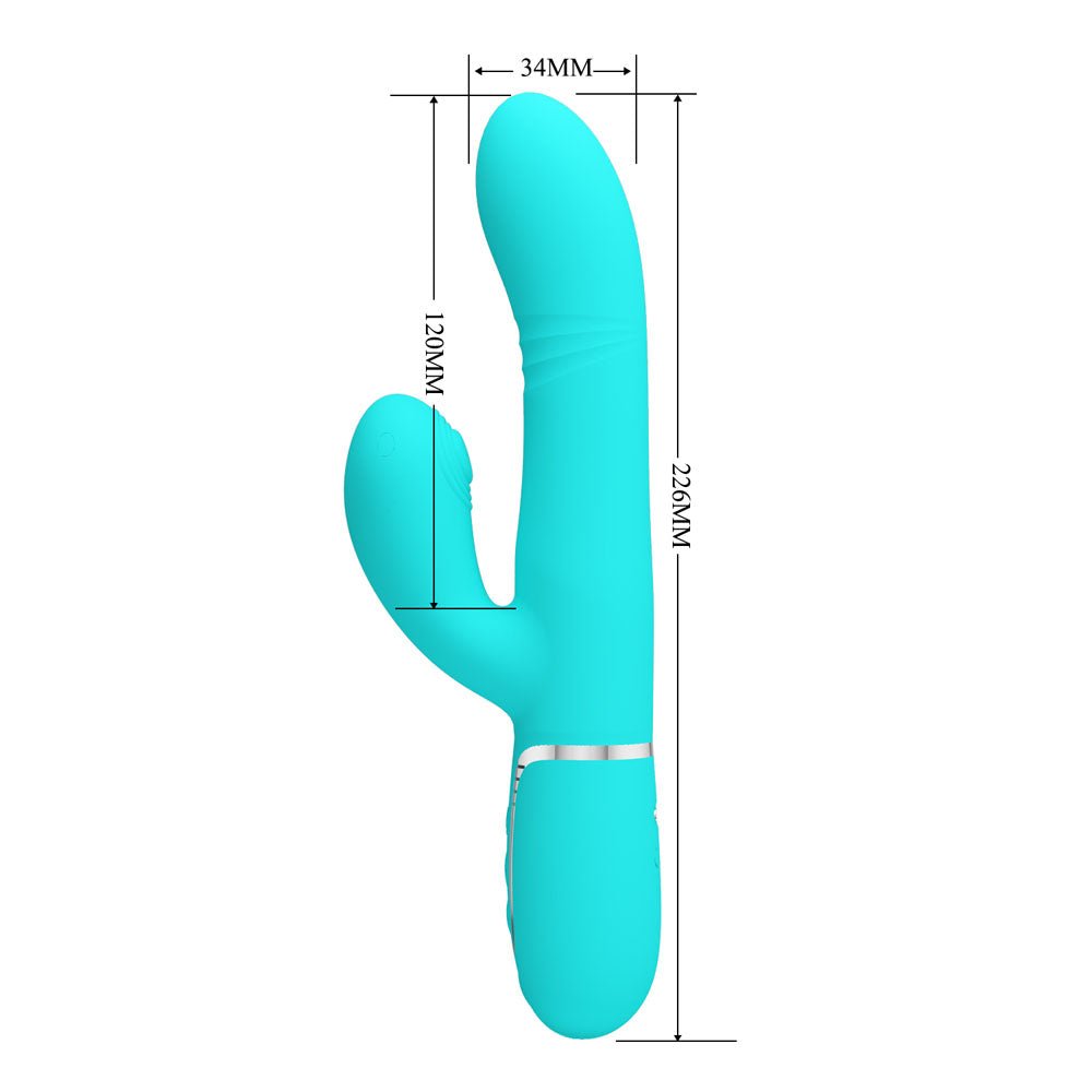 Buy Party Up PAUL Rolling Beads Vibrator - Teal - Teal 22.6 cm USB Rechargeable Thrusting Rabbit Vibrator – Naughtyhut NZ sex toys online. Discreet delivery & top brands.