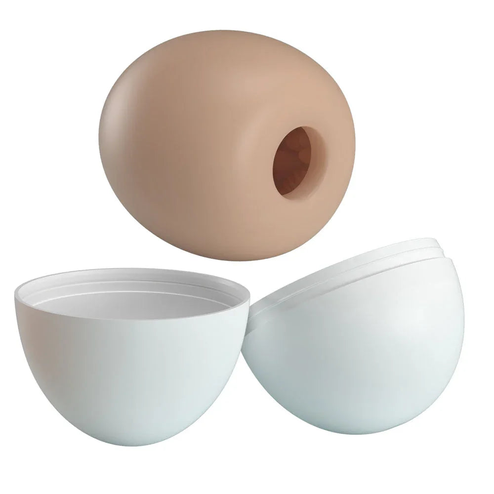 Party Up Sam Mini Stroker floating above its two white shell halves
