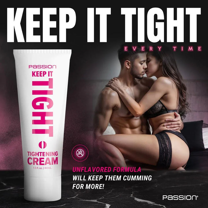 Keep It Tight panel headed Keep It Tight Every Time, tube beside a couple embracing