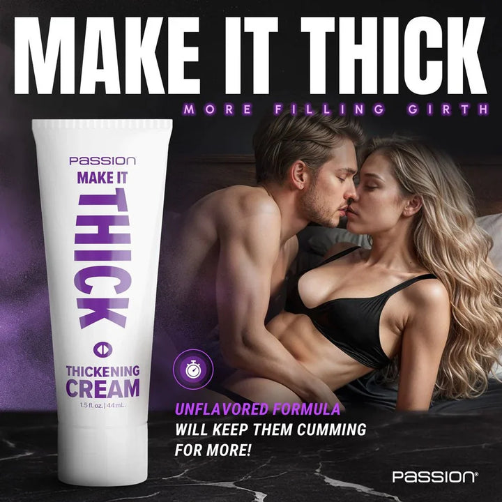Make It Thick panel headed More Filling Girth, tube beside a couple in bed