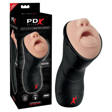 Buy PDX Elite Deep Throat Vibrating Stroker - Flesh Vibrating Mouth Stroker – Naughtyhut NZ sex toys online. Discreet delivery & top brands.