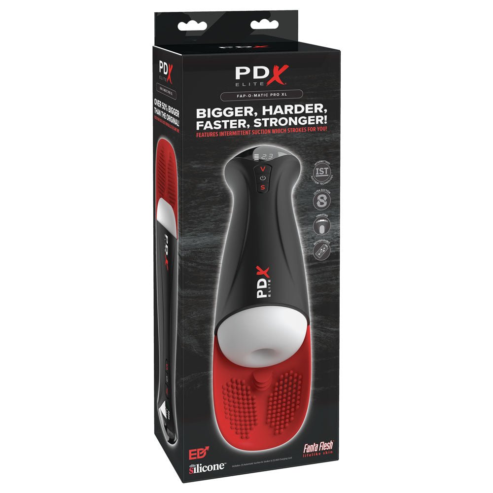 PDX Elite Fap - O - Matic Pro XL - White/Red - White USB Rechargeable Auto Stroker – Sex toys NZ by Naughtyhut. Discreet delivery nationwide.