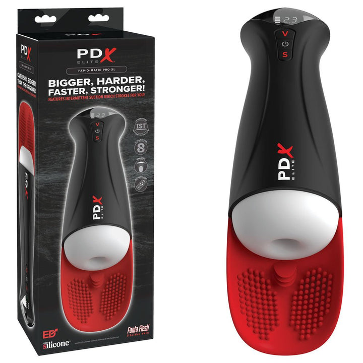 PDX Elite Fap - O - Matic Pro XL - White/Red - White USB Rechargeable Auto Stroker – Sex toys NZ by Naughtyhut. Discreet delivery nationwide.