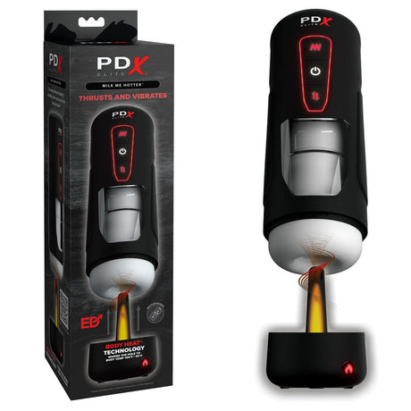 Buy PDX Elite Milk Me Hotter - USB Rechargeable Thrusting Heating & Vibrating Auto Stroker – Naughtyhut NZ sex toys online. Discreet delivery & top brands.