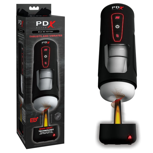 Buy PDX Elite Milk Me Hotter - USB Rechargeable Thrusting Heating & Vibrating Auto Stroker – Naughtyhut NZ sex toys online. Discreet delivery & top brands.