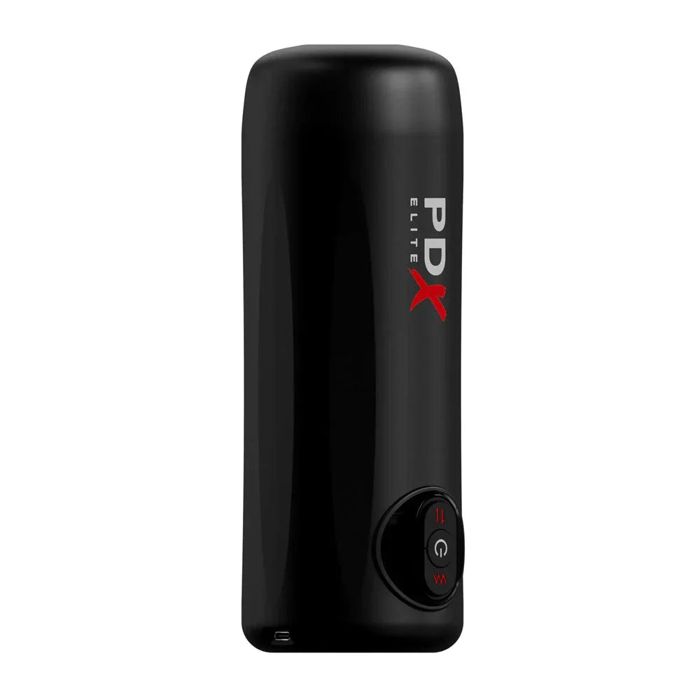 Rear of the Moto Milker, plain black casing with the PDX Elite logo and side buttons