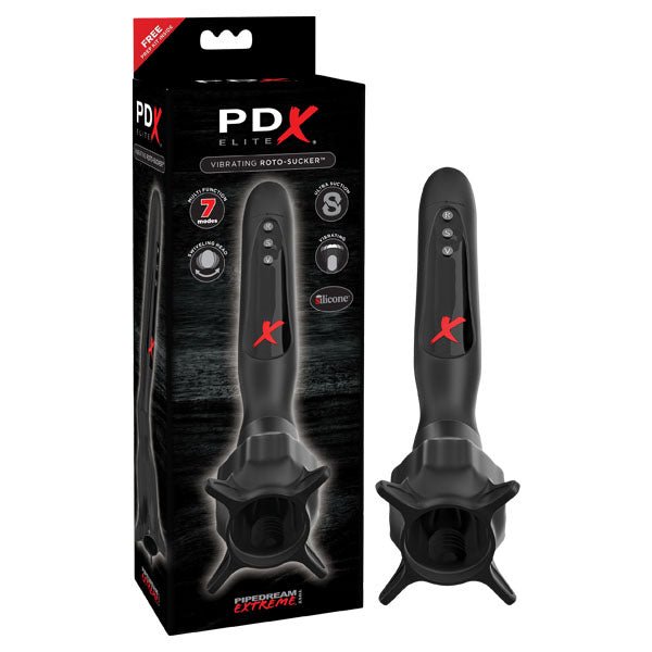 Buy PDX Elite Vibrating Roto - Sucker - Black Vibrating Head Masturbator – Naughtyhut NZ sex toys online. Discreet delivery & top brands.