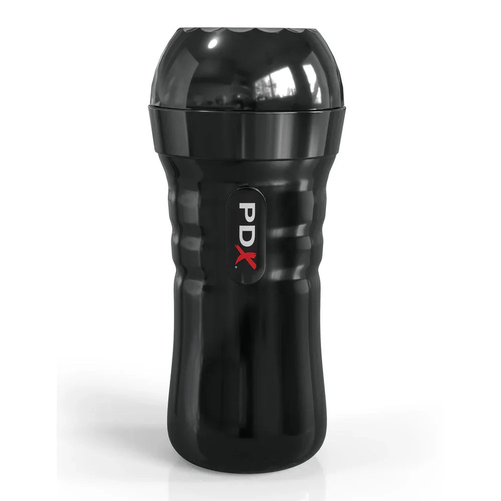 Super Slide & Glide stroker closed with the cap on, plain black canister