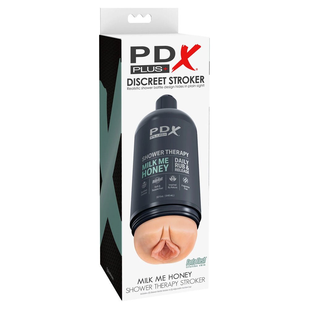 Buy PDX Plus Shower Therapy - Milk Me Honey - Flesh - Flesh Discreet Vagina Stroker with Suction Base – Naughtyhut NZ sex toys online. Discreet delivery & top brands.