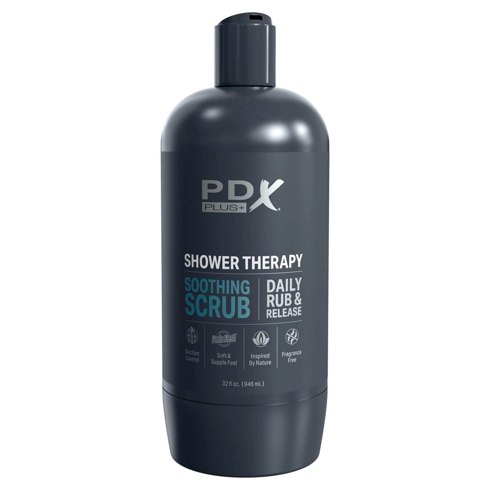 PDX Plus Shower Therapy - Soothing Scrub - Flesh - Flesh Discreet Vagina Stroker with Suction Base – Sex toys NZ by Naughtyhut. Discreet delivery nationwide.