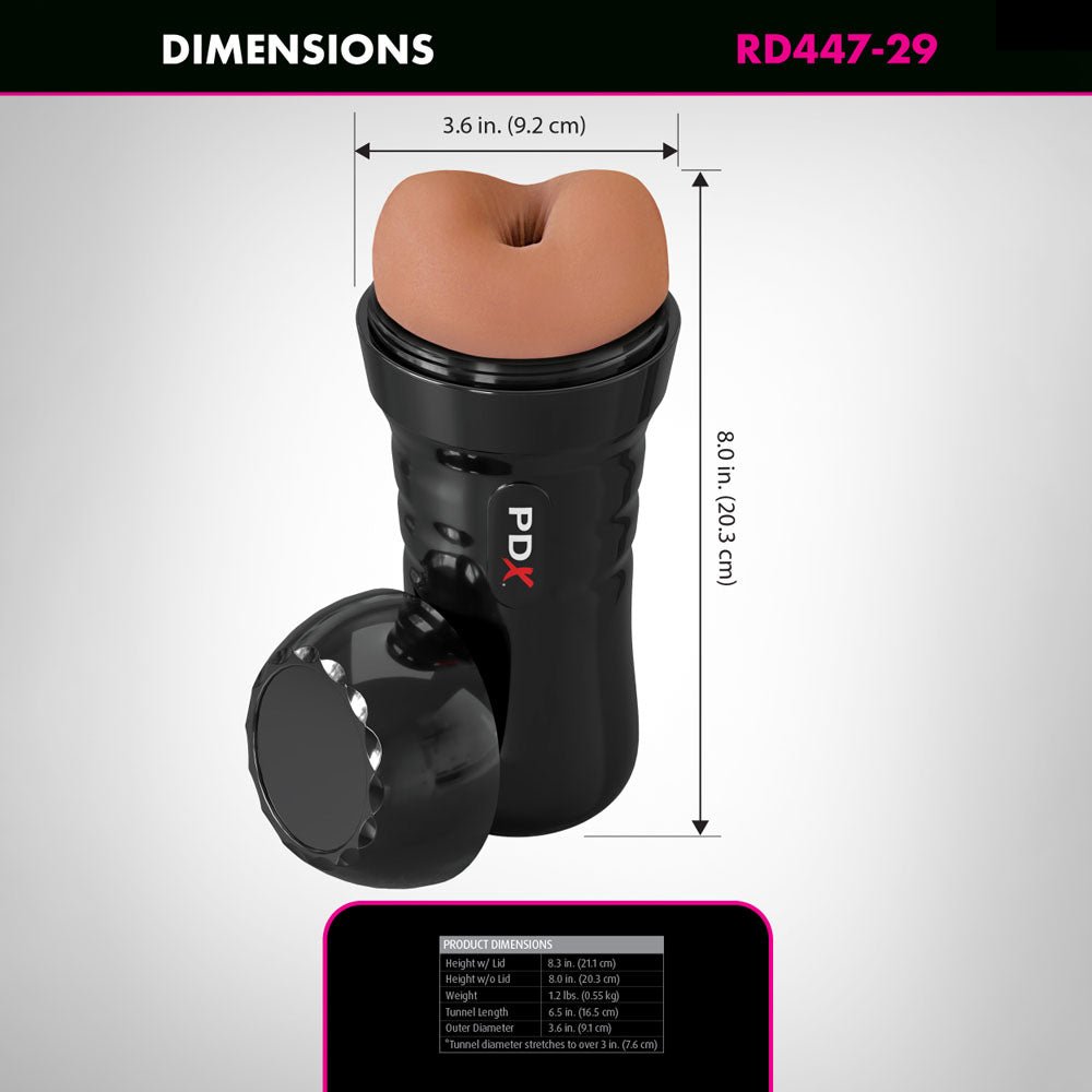 Buy PDX Wet Bussies Super Bangin Butt - Brown - Brown Anal Stroker – Naughtyhut NZ sex toys online. Discreet delivery & top brands.
