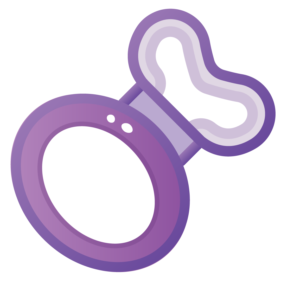 Purple baby pacifier on a white background