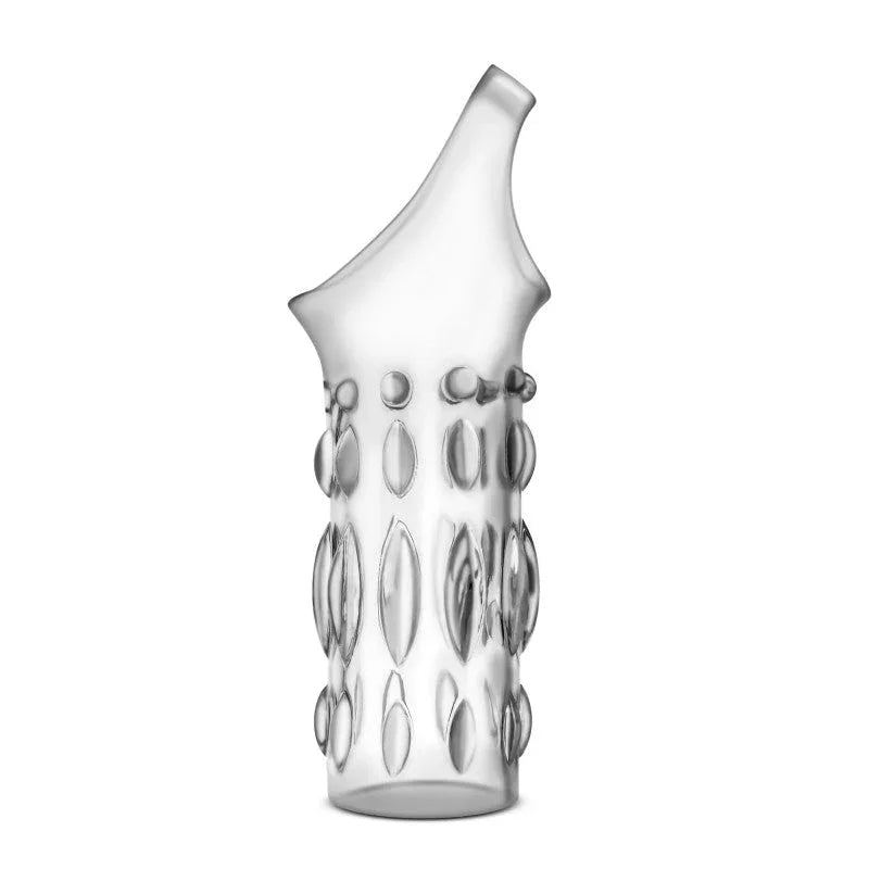 Clear Studded Sleeve Ring standing upright, showing the open ring loop at the top