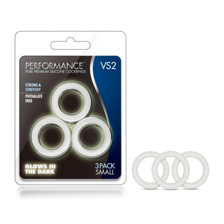 Buy Performance VS2 Pure Premium Silicone Cockrings - Glow In Dark Small Cock Rings - Set of 3 – Naughtyhut NZ sex toys online. Discreet delivery & top brands.
