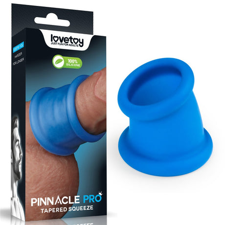 Buy Pinnacle Pro Tapered Squeeze - Blue Ball Stretcher – Naughtyhut NZ sex toys online. Discreet delivery & top brands.