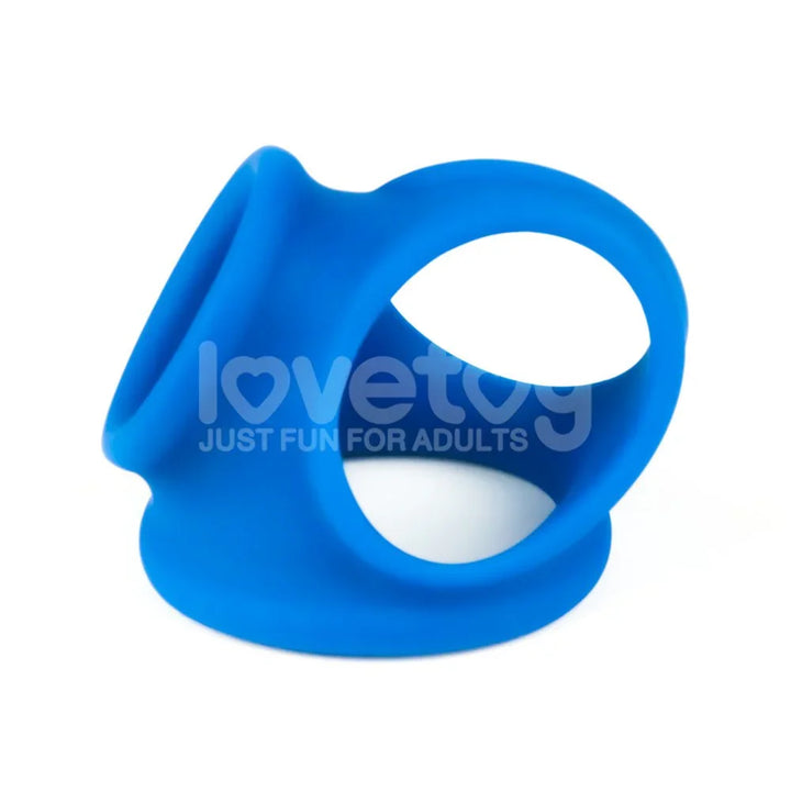 Blue Trio Grip Enhancer at an angle, showing the open ring and moulded sling