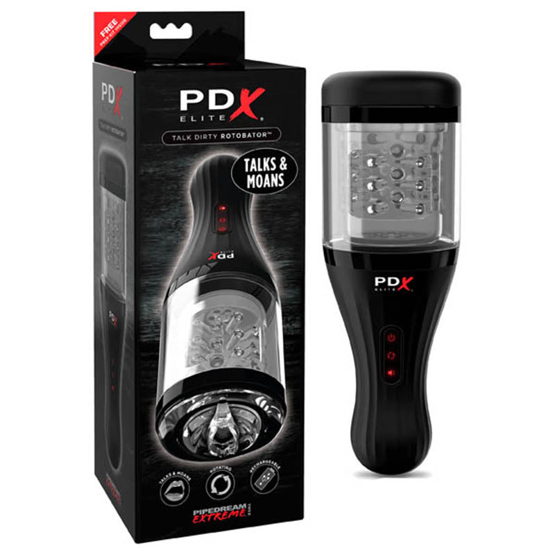 Pipedream Extreme Toyz Elite Talk Dirty Rotobator - USB Rechargeable Powered Masturbator with Sound Effects – Sex toys NZ by Naughtyhut. Discreet delivery nationwide.