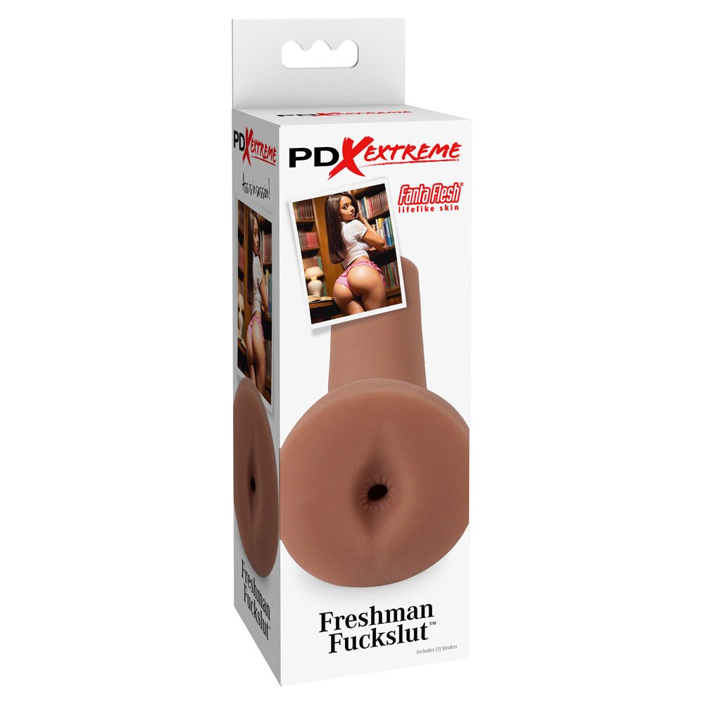 Buy Pipedream Extreme Toyz Freshman Fuckslut - Brown - Brown Ass Stroker – Naughtyhut NZ sex toys online. Discreet delivery & top brands.