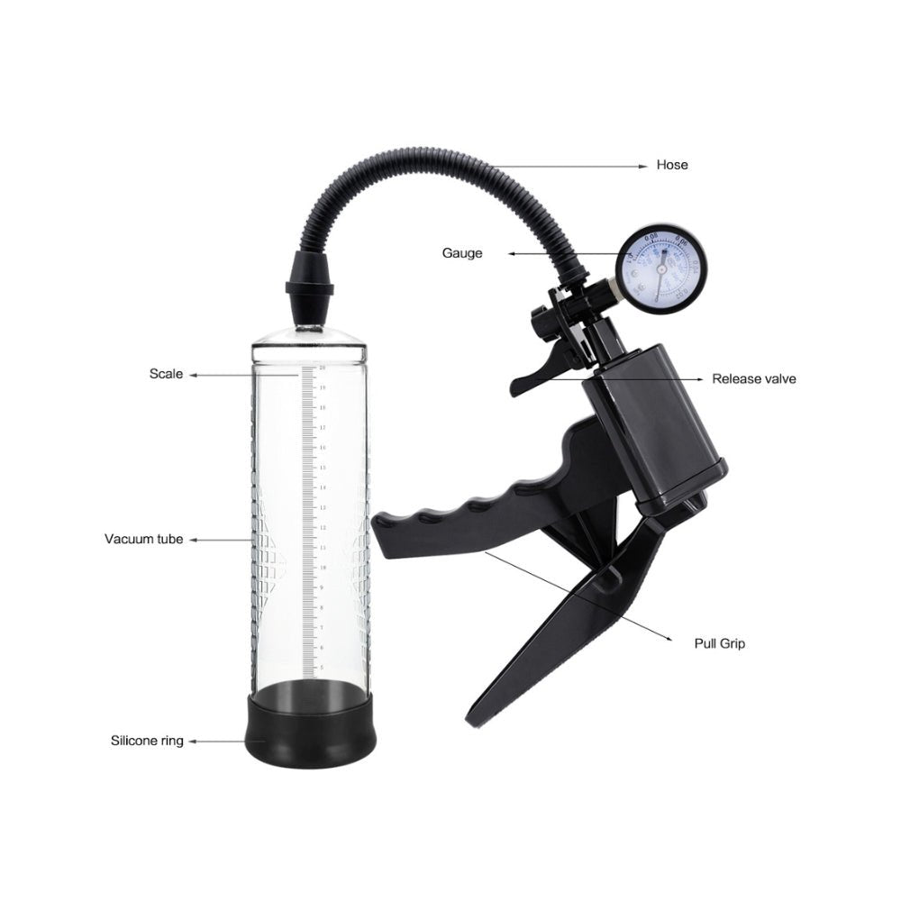 Buy Pistol Penis Pump with Gauge – Naughtyhut NZ sex toys online. Discreet delivery & top brands.