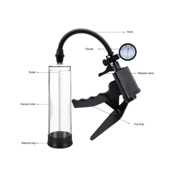 Pistol Penis Pump with Gauge – Sex toys NZ by Naughtyhut. Discreet delivery nationwide.