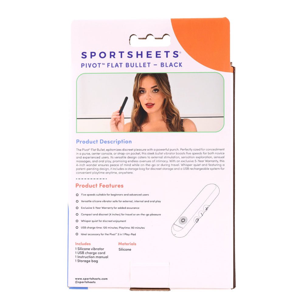 Buy Pivot Flat Bullet - Black - Black 10.2 cm USB Rechargeable Bullet – Naughtyhut NZ sex toys online. Discreet delivery & top brands.
